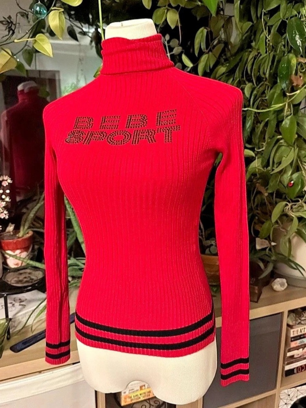 Bebe Sport Turtleneck Sweater in Red Size Small